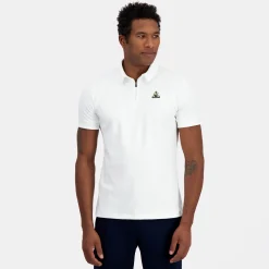 Le Coq Sportif Coq d'orPolo col zippé Homme en interlock 240g coton Marshmallow Cheap