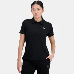 Le Coq Sportif Coq d'OrPolo Femme en interlock 240g coton Black Cheap