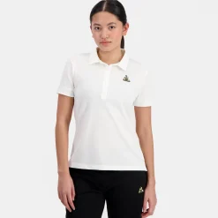Le Coq Sportif Coq d'OrPolo Femme en interlock 240g coton Marshmallow Hot