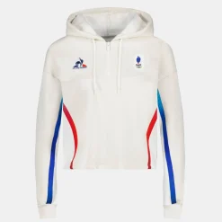 Le Coq Sportif Équipe de France Olympique | Paris 2024Sweat crop à capuche officiel Équipe de France Femme Outlet