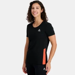 Le Coq Sportif T-shirt Femme Black/orangeperf New